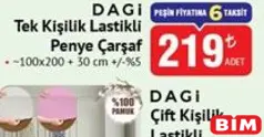 DAGİ TEK KİŞİLİK LASTİKLİ PENYE ÇARŞAF 100X200 CM